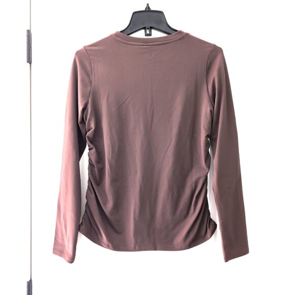 NWOT Zella Women's Small Ruched Sides Long Sleeve Athletic Shirt Brown - Picture 2 of 8